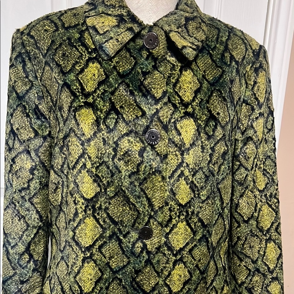 Versace vintage Y2K Vibrant green/ yellow Python faux fur Coat size M - Picture 2 of 14